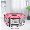 45" Portable Foldable 600D Oxford Cloth & Mesh Pet Playpen Fence with Eight Panels Pink