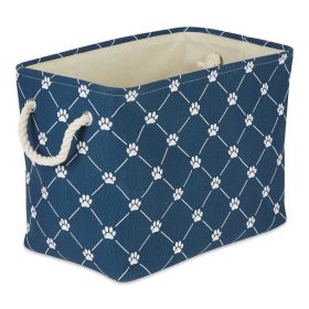 Multipurpose Pet Storage Bin Rectangle Small with Printing (Color: Navy)