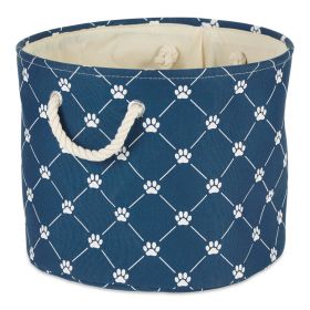 Multipurpose Pet Storage Bin Round Large with Printing (Color: Navy)