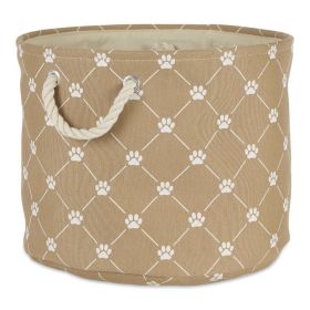 Multipurpose Pet Storage Bin Round Medium with Printing (Color: Taupe)