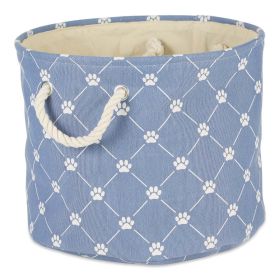 Multipurpose Pet Storage Bin Round Medium with Printing (Color: Stonewash Blue)