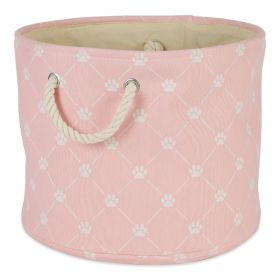 Multipurpose Pet Storage Bin Round Large with Printing (Color: pink)