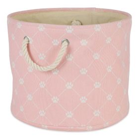 Multipurpose Pet Storage Bin Round Small with Printing (Color: pink)