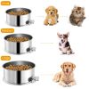 Stainless Steel Dog Bowl Pets Hanging Food Bowl Detachable Pet Cage Food Water Bowl with Clamp Holder