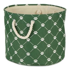 Multipurpose Pet Storage Bin Round Medium with Printing (Color: green)